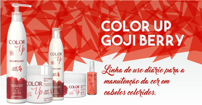 Color Up Goji Berry da Grandha, tratamento para aumento do brilho e proteção da cor em cabelo colorido e cabelo tingido.