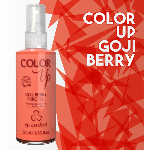 Color Up Goji Berry Pure Oil é um finalizador específico para a preservação da cor em cabelo colorido e cabelo tingido.