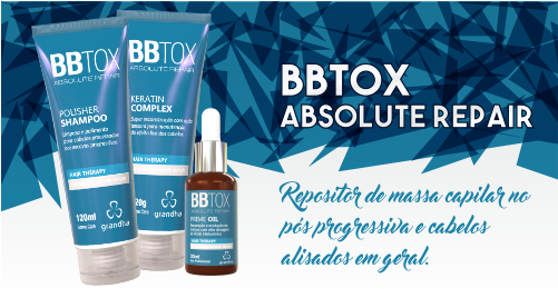 BBtox Absolute Repair é a solução para o cabelo danificado pela escova progressiva ilegal, com os benefícios do ácido hialurônico.